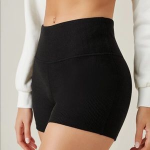 Rib knit biker shorts